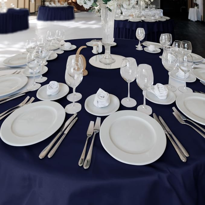 Fitable 6 Pack Navy Tablecloths 70 Inch Round for 36"-48" Tables - Image 2
