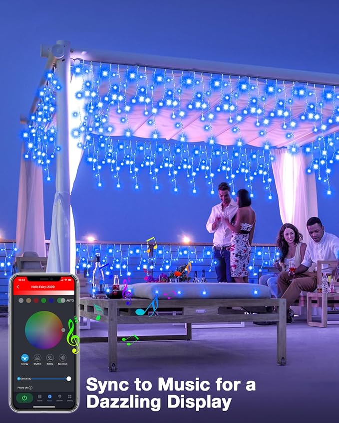 Avatar Controls Pro Smart Icicle Lights - 66ft 598 LEDs with Music Sync & DIY Colors, Ultimate App-Controlled Lighting for Indoor/Outdoor Holiday & Valentine‘s Day Decor, Parties, and Home Ambiance