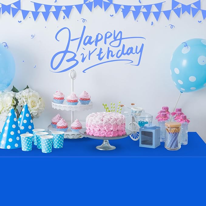 32 Pack Blue Plastic Tablecloth for Rectangle Tables, Premium Decorative Royal Blue Disposable Table Cloths for Parties, Rectangle Party Table Cover for Birthday, Wedding, Anniversary, 54 x 108 Inch - Image 5