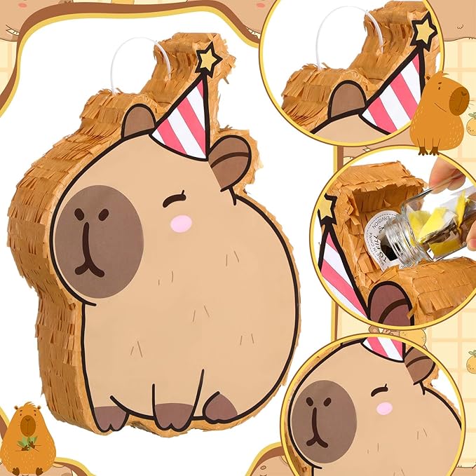 Cute Capybara Themed Piñata Cute Capybara Piñata for Science Party Supplies Christmas Festivals Holiday Photo Props Fiesta Party Supplies, Birthday Centerpiece Decor