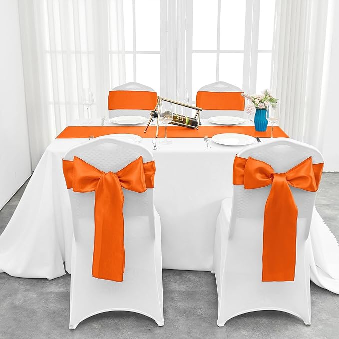 15-Pack Orange Satin Table Runner 12 x 108 Inch Long Fuchsia Bright and Smooth Silk Fabric Table Runner for Wedding Banquet Birthday Party Decoration - Image 4