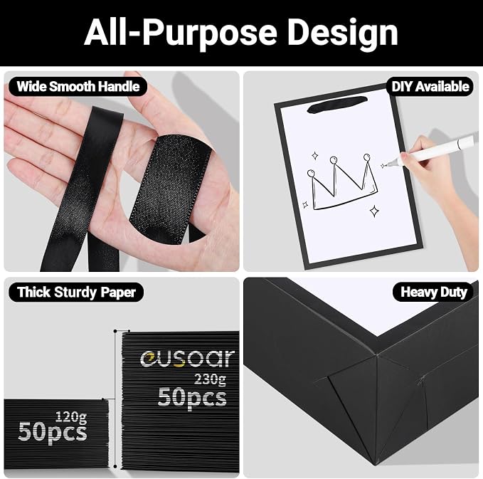 EUSOAR Paper Bags with Handles, 50pcs 7.8"x3.9"x11" Kraft Gift Wrap Bags Medium Size, Merchandise Grocery Craft Retail Shopping Wedding Birthday Holiday Party Favor Thank You Paper Bags Sacks - Image 3