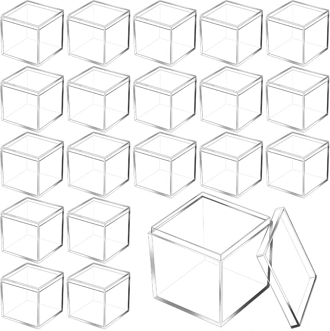 Tuanse 120 Pcs Clear Acrylic Box with Lid Square Mini Candy Containers | Mini Acrylic Display for Jewelry, Pills, Toys, Party Favors, 2.2 Inch Cube Design, Ideal for Gifts and Organizing Items by Tuanse