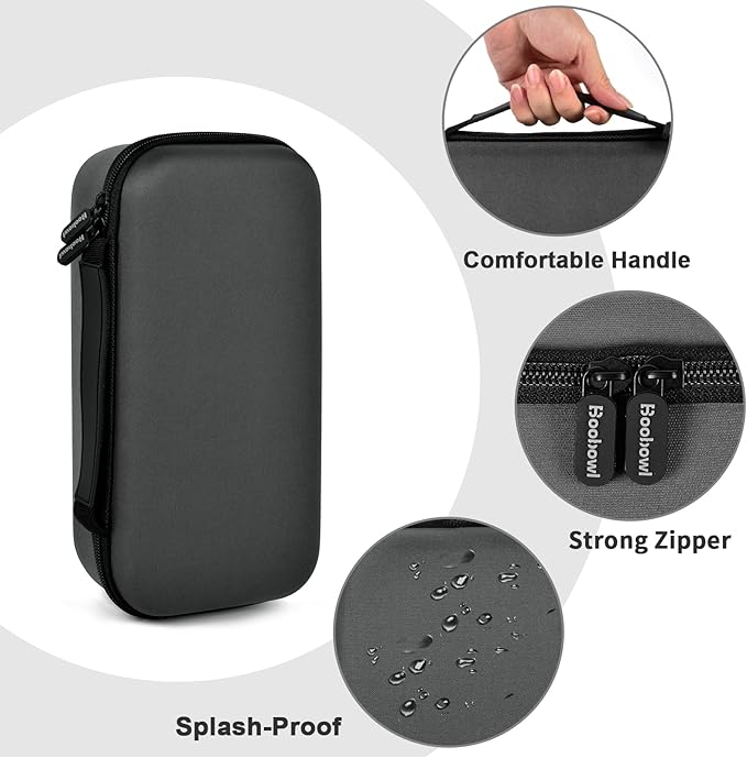 Boobowl Bluetooth Microphone Wireless Case Digital Microphones, Portable Wireless Mic Box for Rechargeable Battery, Receivers, Adapter (Bag Only)-Grey