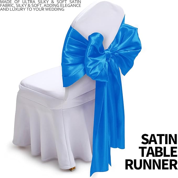 SI Pack of 25 Wedding 12 x 108 inch Satin Table Runner for Wedding, Decorations for Graduations, Engagements, Birthday Parties, Banquets, Runners fit Rectangle, Round Table - Blue - Image 3