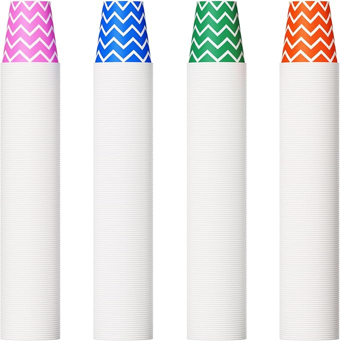 500 Pack 5oz Paper Cups, Multicolor Paper Disposable Cups, Small Mouthwash Cups, Cold Beverage Drinking Cup for Party, Travel and Event (Strip) by JOLLYPARTY