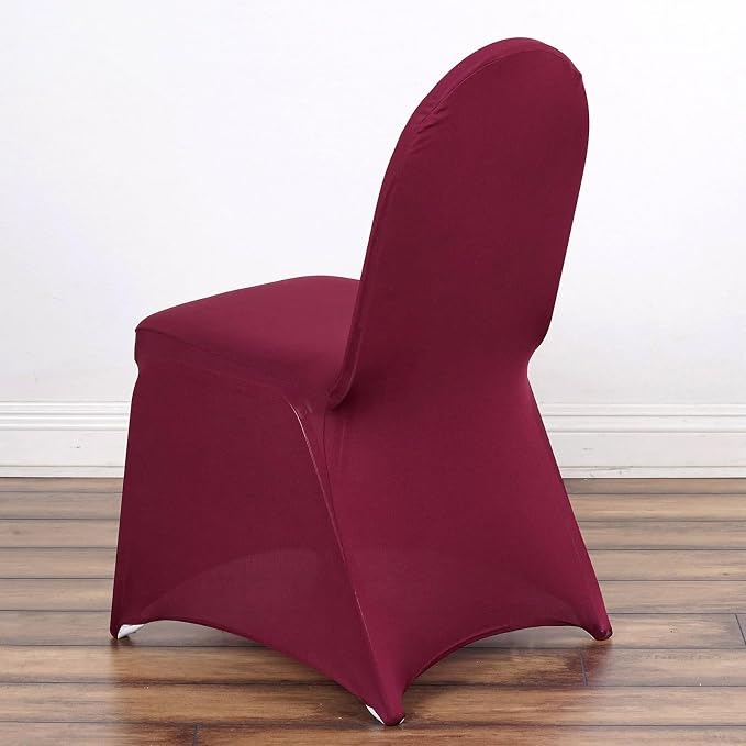 Efavormart 10 PCS Spandex Stretch Burgundy Chair Covers Universal Banquet Chair Covers for Party Dining with Foot Pockets Washable Wedding Chair Slip Covers for Outdoor - Image 7