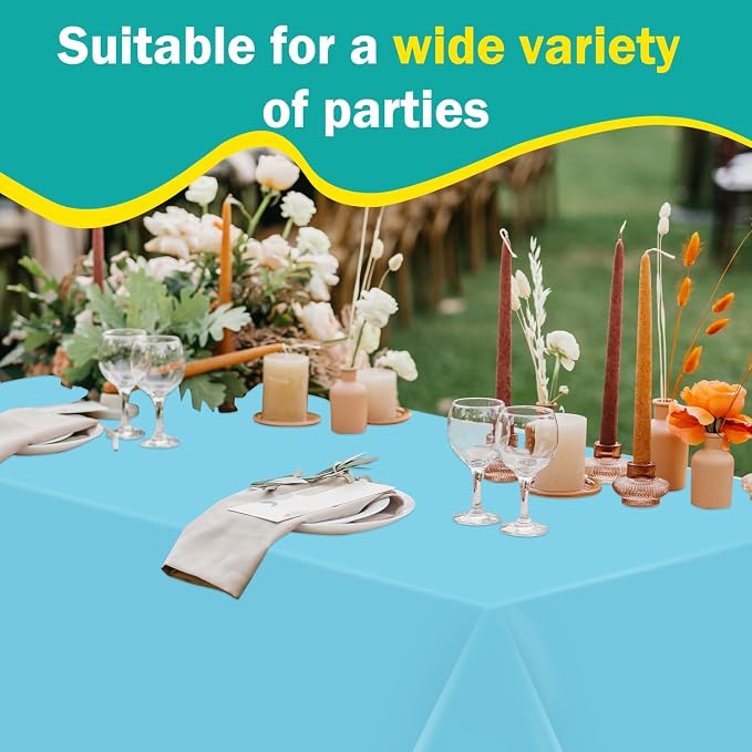 54 Inch x 300 Feet Light Blue Plastic Tablecloth Roll Disposable Table Cloth with Cutter Box Plastic Table Cover for Party - Image 5