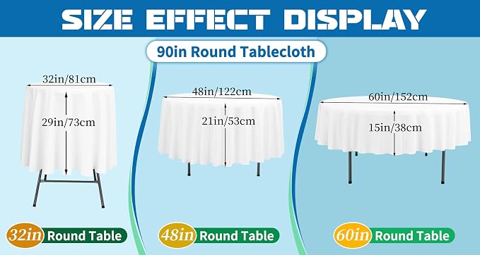 fani 10 Packs White Round Tablecloth - 90 Inch, Polyester | Table Cloth for Round Tables, Washable Fabric, TableCovers for Wedding, Party, Banquet, Dining Tables, Camping - Image 8