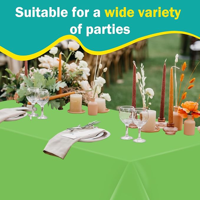 54 Inch x 300 Feet Lime Green Plastic Tablecloth Roll Disposable Table Cloth with Cutter Box Plastic Table Cover for Party - Image 5