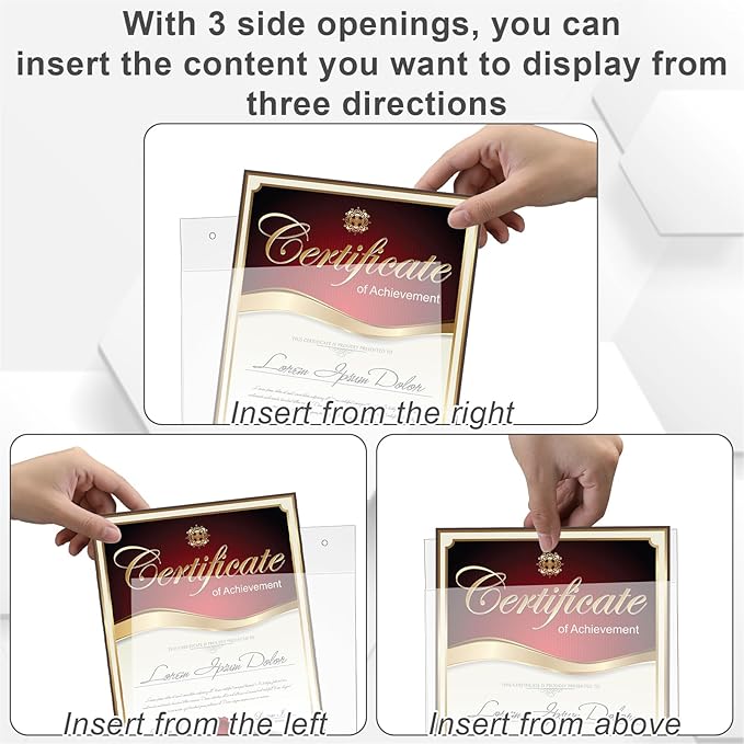 Suzile 4 Pcs Window Sign Holder Suction Cups, Acrylic Door Sign Holder | 8.5 x 11 Inch, Clear Hanging, Certificate Menu Display, No Drilling, Glass Surface Office School Store Restaurant - Image 3