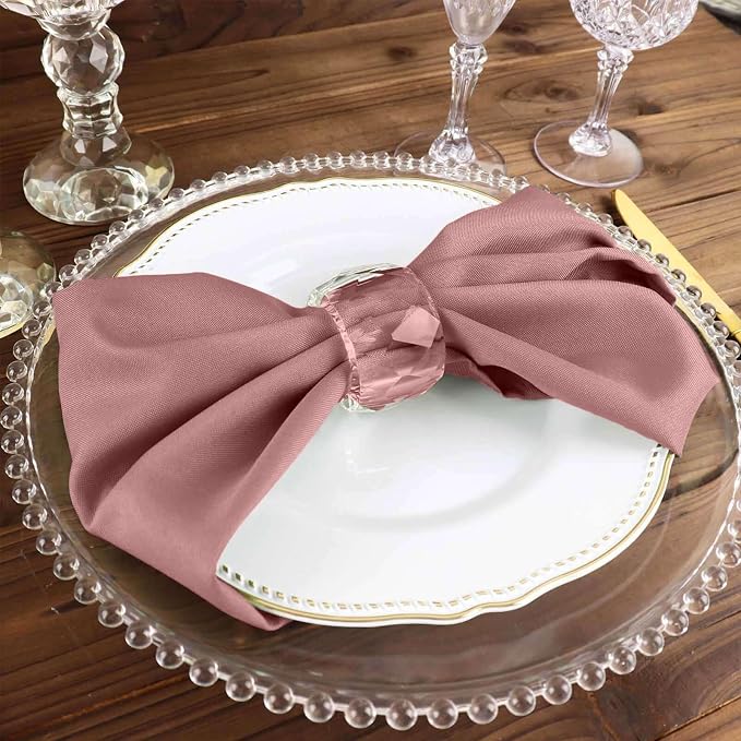 Tableclothsfactory Premium Pack of 100 Dusty Rose Premium 17" x 17" Washable Polyester Napkins Great for Wedding Party Restaurant Dinner Parties for Party & Decorations - Image 7