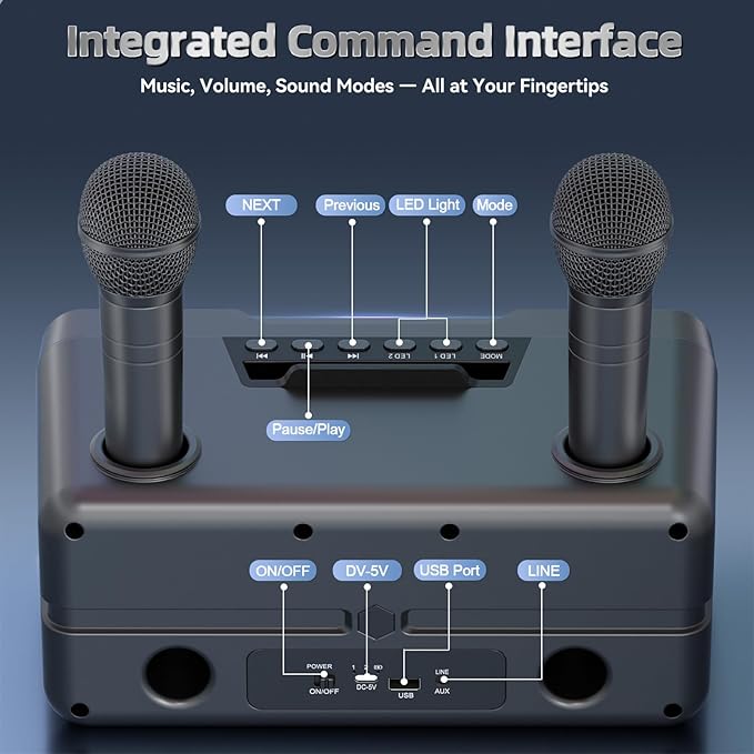 215 Bluetooth Karaoke Machine for Adult Kid with Storage and Charging Station, Powerful Karaoke System, 12H Playtime, Rechargeable Wirless Microphone, Support USB/AUX Indoor Outdoor