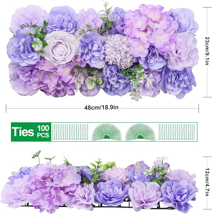 Wedding Arch Flowers 6-Pack Purple Artificial Floral Panel | Mixed realistic flowers, flexible styling, easy DIY setup, reusable and low-maintenance for weddings, parties and home décor. - Image 6