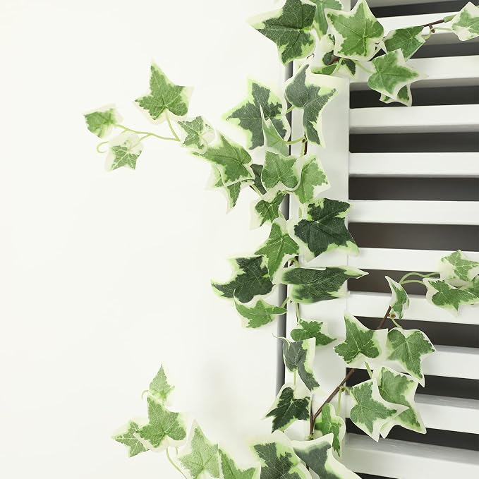 dallisten 3Strands Odorless Artificial Ivy Vines Kit, 71" Silk Ivy Garland | Fake Hanging Plants Greenery Leaves Decoration for Bedroom, Windows, Walls, Wedding, Outdoor Decor (Green White Ivy) - Image 7