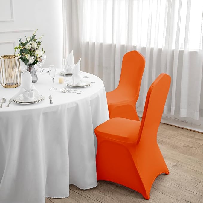 Spandex Chair Covers, 12PCS, Washable Protector for Living Room, Party, Banquet, Wedding, Hotel (Orange) - Image 7