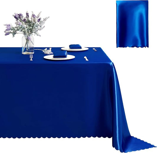 1 Pack Square Satin Tablecloth, 52 x 52 Inches, Royal Blue, Perfect for Weddings, Gatherings, Everyday Use
