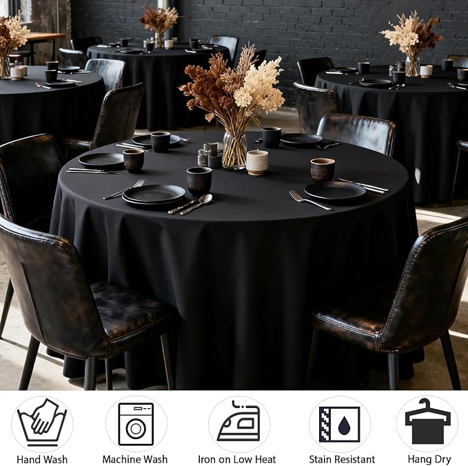 MRJ 6 Pack Round Table Cloth 70 Inch Black Polyester Tablecloth Stain and Wrinkle Resistant Washable Table Cover for Restaurant Hotel Banquet - Image 2