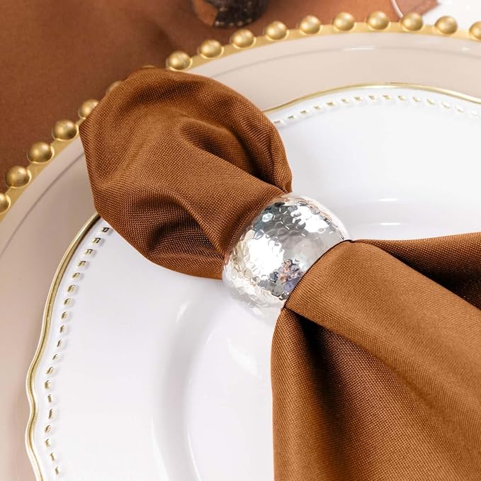 Tableclothsfactory Premium Pack of 5 Cinnamon Brown Premium 17" x 17" Washable Polyester Napkins Great for Wedding Party Restaurant Dinner Parties - Image 3