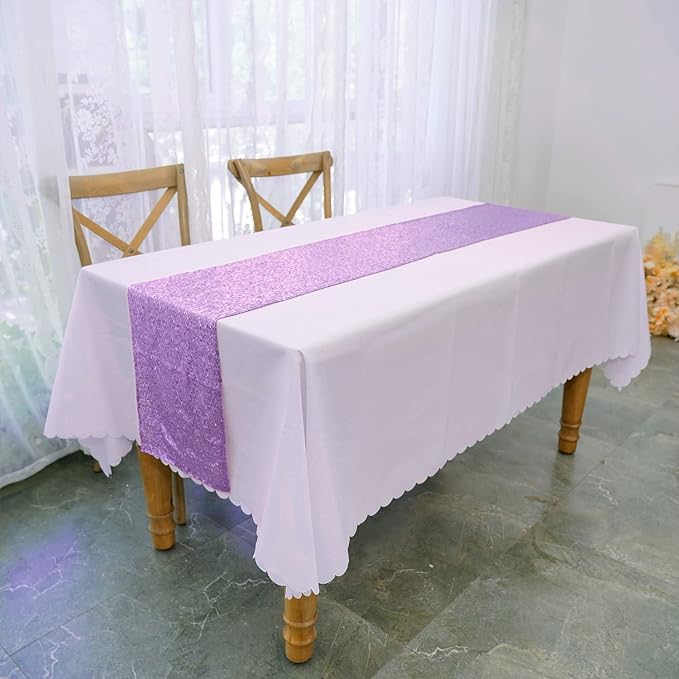 Lavender Sequin Table Runner 12 Pack, 12''x72 Glitter Table Runner - Image 6