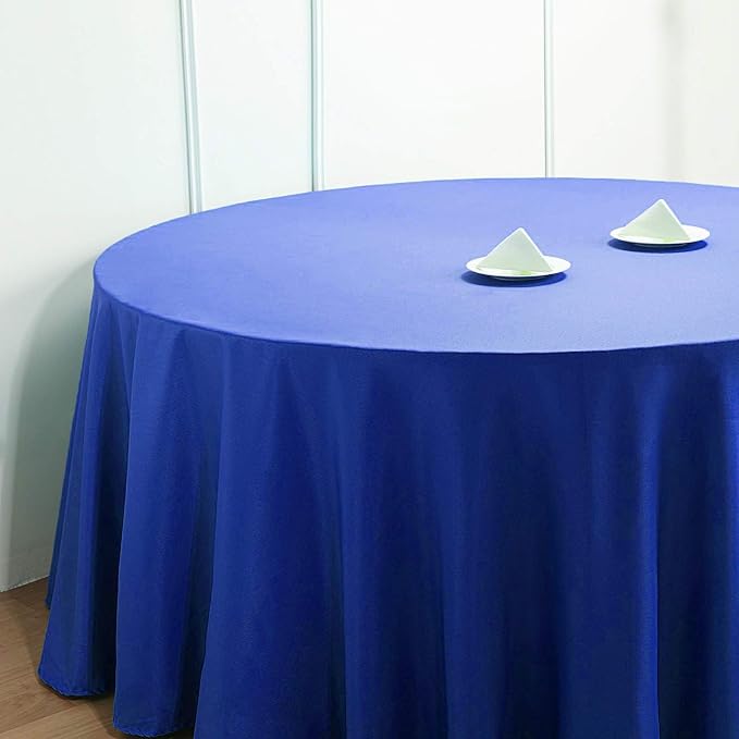 10 pcs 132 inch Royal Blue Round Polyester Tablecloths Fabric Table Cover Linens | 132" Washable Fabric Table Cloth Covers for Wedding Party Polyester Reception Buffet Events Catering Dining Kitchen - Image 7