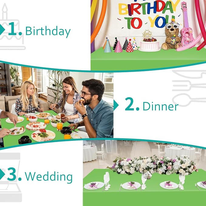 54 Inch x 300 Feet Lime Green Plastic Tablecloth Roll Disposable Table Cloth with Cutter Box Plastic Table Cover for Party - Image 6