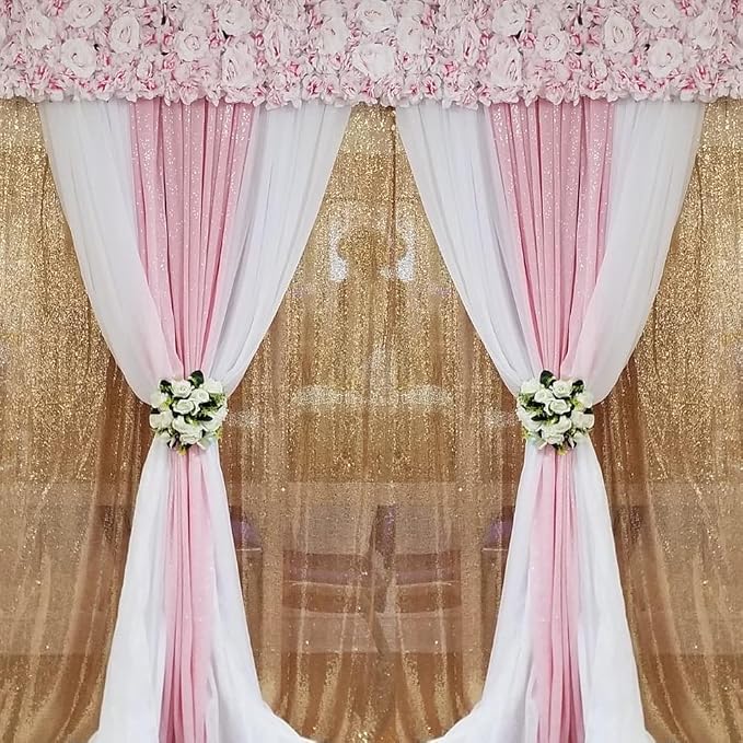 Pink Sequin Backdrop Curtains 4 Panels 2FTx8FT - Image 3
