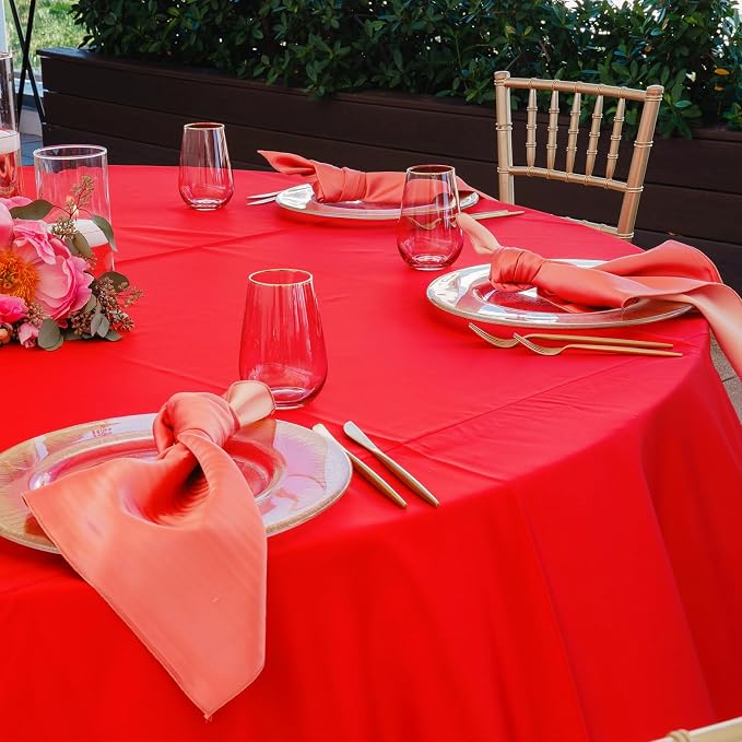 Fixwal 6 Pack 120 Inch Tablecloths Round Red Table Cover | Polyester Fabric,Reusable, Machine Washable And Ironable, Ideal For Party, Christmas And Anniversary - Image 6