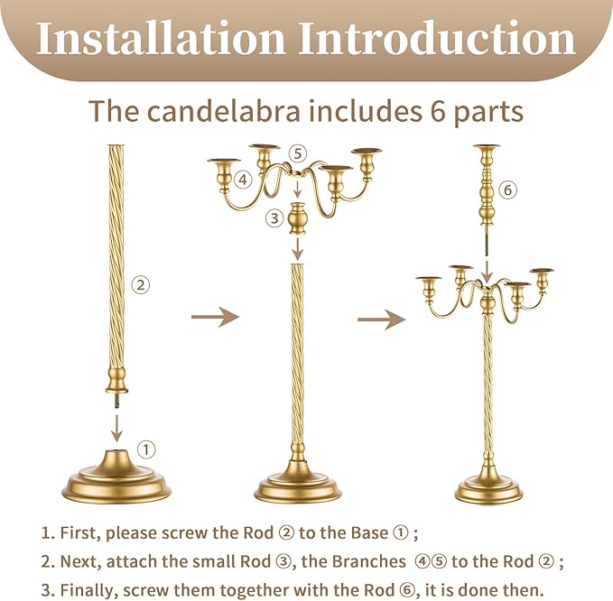 Sziqiqi 28In Floor Candelabra Tall Taper Candlestick for Candle and Floral Metal Candle Holders Table Centerpiece for Wedding Party Event Room