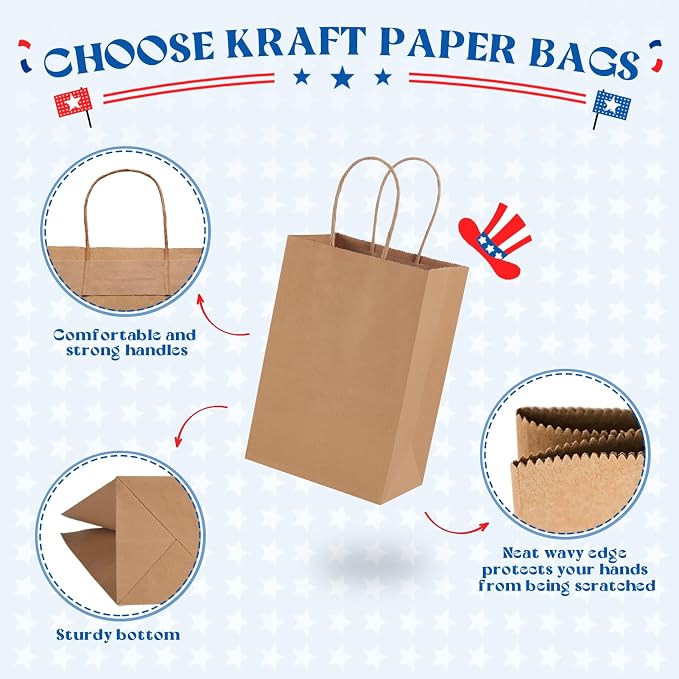 MESHA Kraft Paper Bags 5.25X3.75X8 Brown Small Gift Bags with Handles Bulk,500 Pcs for Small Business,Birthday Wedding Party Favor, Paper Shopping - Image 3