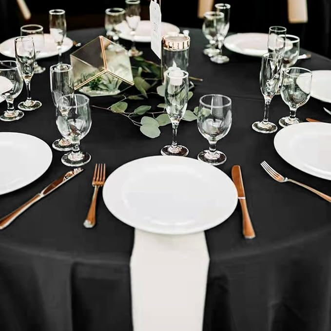 12 Packs 108 Inch Black Round Polyester Tablecloths | Table Cover for Round Tables, Stain and Wrinkle Resistant Washable Table Cloth, Perfect for Wedding Banquet Parties - Image 4