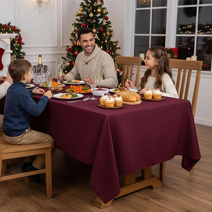 Fitable 6 Pack Burgundy Tablecloths 70x120 Inch for 6-8 Ft Rectangle Tables - Image 2