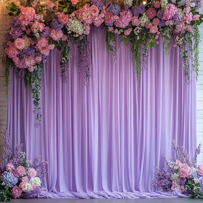 20x10ft Lavender Backdrop Curtains for Parties, 4 Panels 5x10ft Wrinkle-Free Polyester Background Curtains for Wedding, Birthday, Baby Shower,Graduation, Decorations - Image 2
