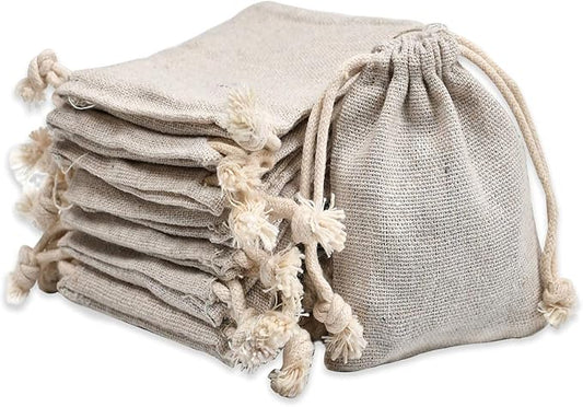 calary 100pcs Double Canvas Drawstring Bag Cotton Pouch Gift Sachet Bag Muslin Reusable Tea Bag 2.75x4 Inch by calary