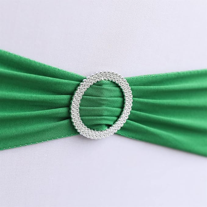 Dimatic Spandex Chair Sashes Bands 30PCS Stretch Chair Cover Ties Bows with Buckle Slider Wedding Party Reception Banquet Decoration (Green) - Image 2