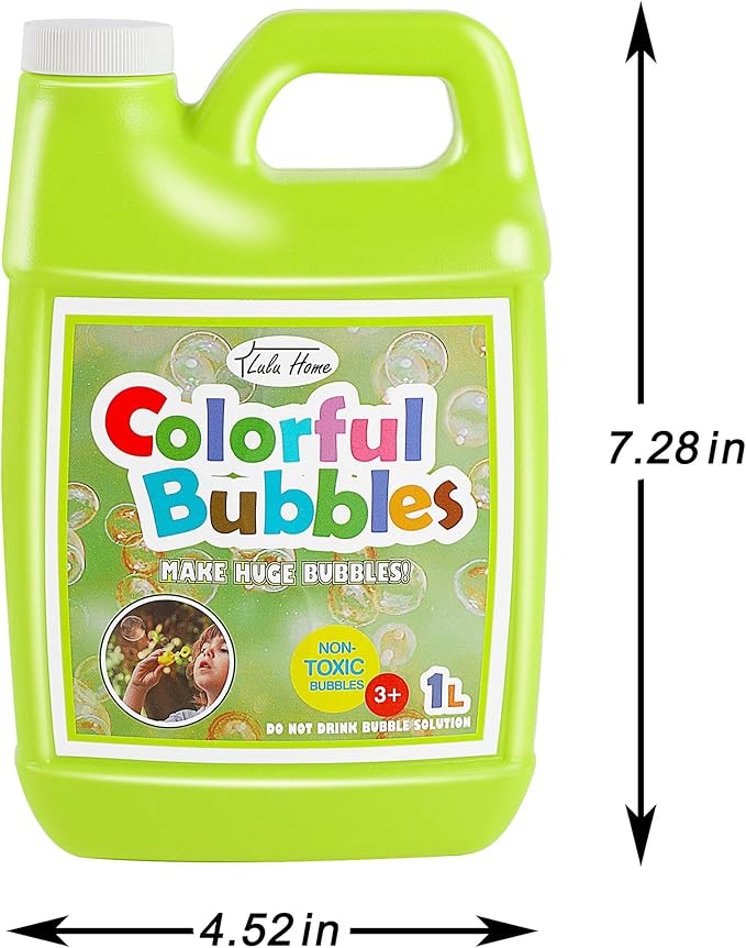 Lulu Home Concentrated Bubble Solution, 1 L/ 33.8 OZ Refill for Bubble Machines, Giant Wands, and Blowers - Up to 2.5 Gallons for Kids' Birthday Parties