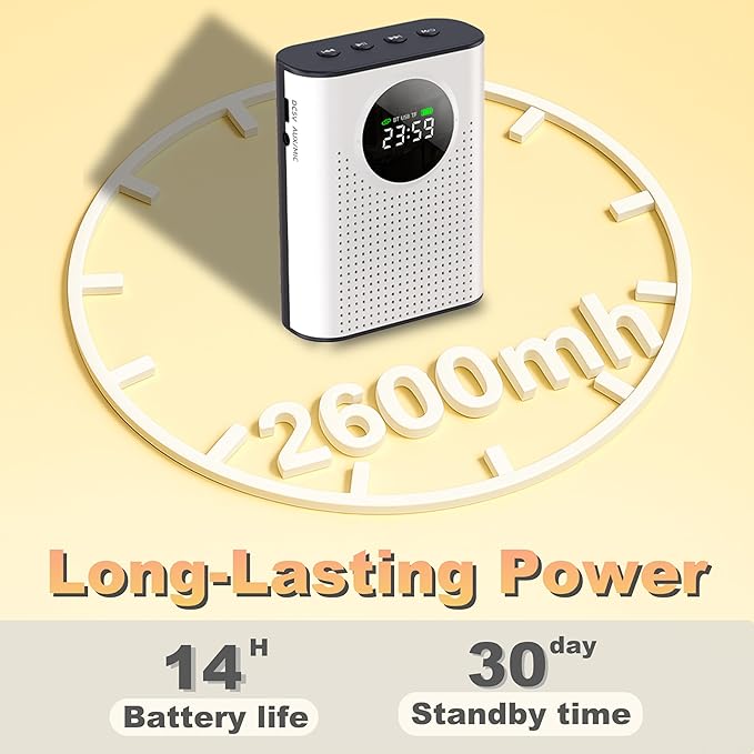 BSONE Voice Amplifier with Wireless Microphone for Teachers – Portable Bluetooth Clip-On PA System with Lapel Mic and Speaker for Classroom,Tour Guide, Meeting Presentation, Conference