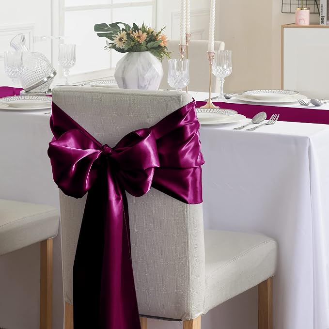 6Pack Table Runner 12 x 108 Inches Satin Silk Table Runner for Wedding, Birthday Party, Banquets, Graduations Decoration, fit Rectange and Round Table-Burgundy - Image 6
