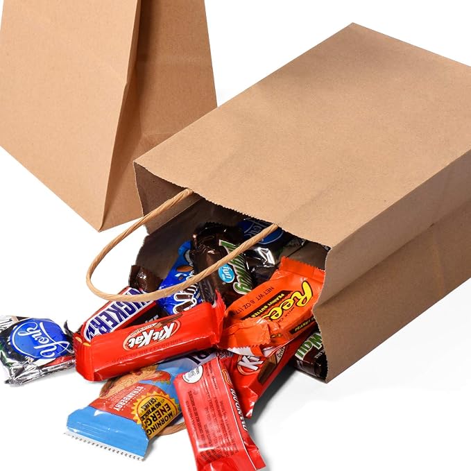 MESHA Brown Paper Bags 10x5x13 200Pcs Medium Gift Bags with Handles Bulk | Kraft Paper Bag for Small Business,Birthday Wedding Party Favor Bag, Shopping - Image 7