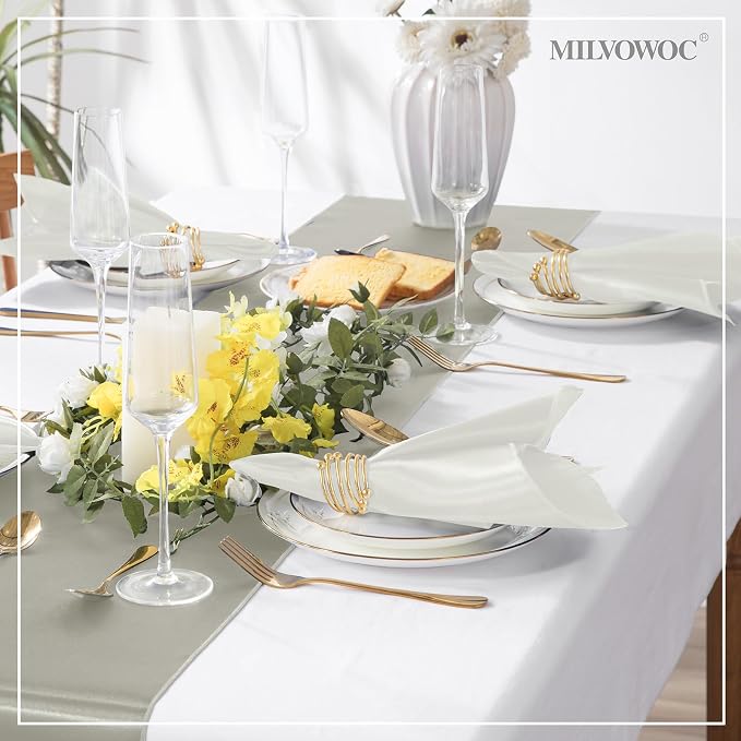 MILVOWOC 72 Pack Square White Satin Napkins 20 x 20 Inch | Soft Silk Dinner Napkins, Smooth Decorative Table Napkins, Washable & Reusable Cloth Napkins - Image 2
