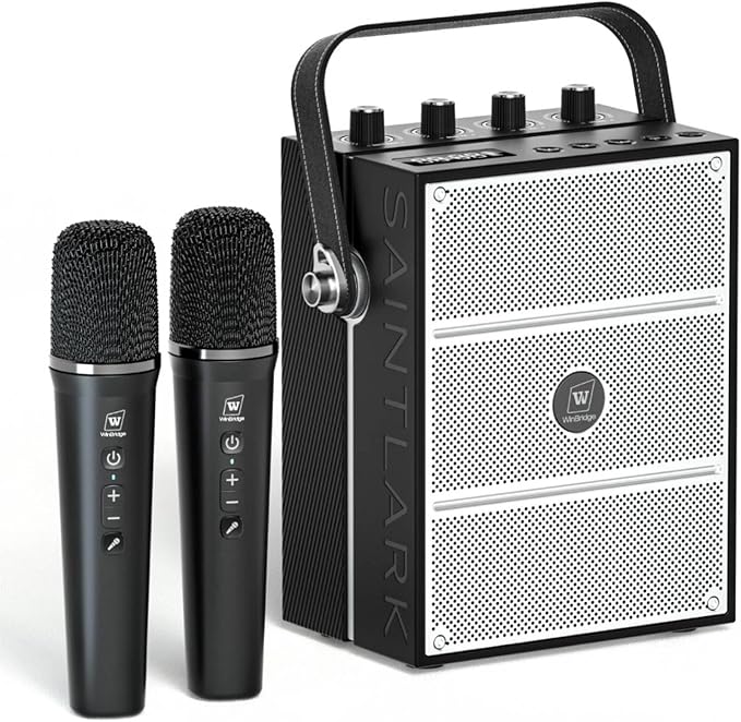 100W Powerful Voice Amplifier with 2 Wireless Microphones, Big Pro Sound Portable Speaker with Microphone, Bluetooth Speaker PA System Karaoke Machine Support BT/USB/TF Card/Aux/Guitar S99