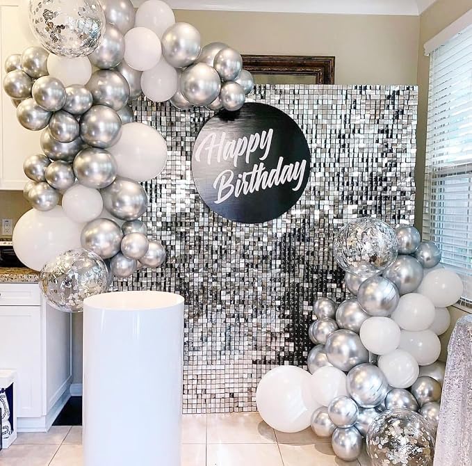 Silver Shimmer Wall Backdrop Sequin Mirror Backdrop Parties Disco Wedding - Image 4