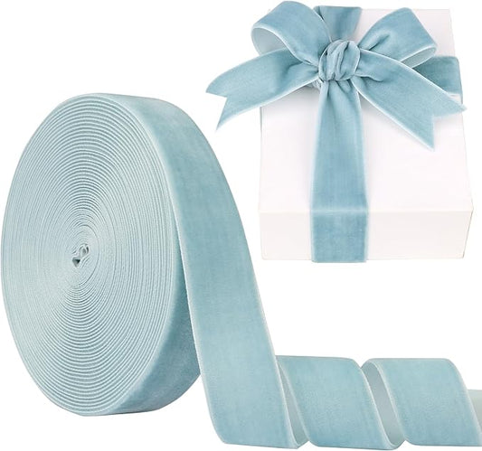 1 Inch Velvet Ribbon 10 Yards LVYOUIF Single-Sided Velvet Ribbon Trim Perfect for Christmas Trees Gift Wrapping Bouquets Wedding Decor and DIY Crafts Light Blue-078