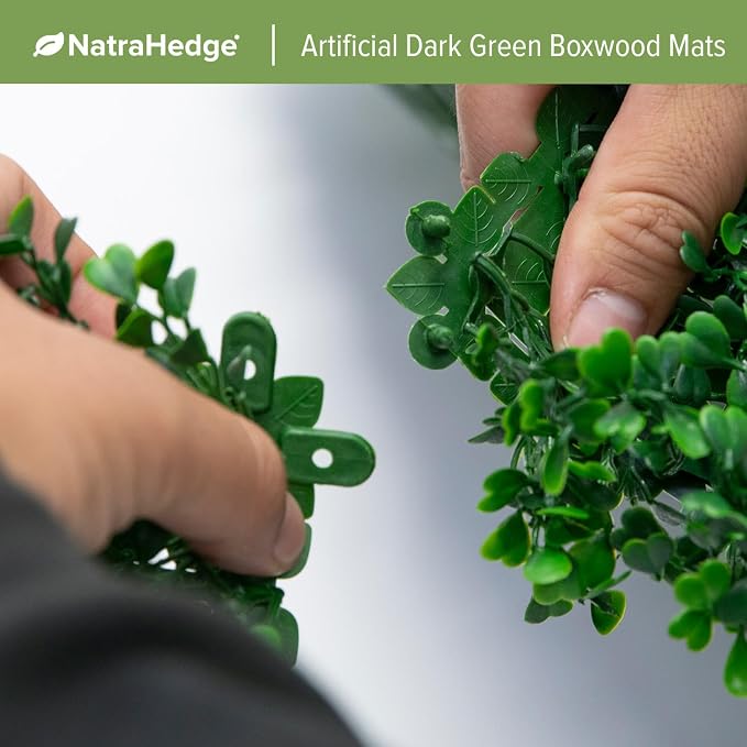 NatraHedge 20"" X20'' (12 Pack) Artificial Green Grass Wall Decor, (33SqFt) | Hedge Leaf Boxwood Roll Panels for Indoor, Outdoor, Garden And Balcony Privacy Fence Screen | UV Resistant | Easy Install - Image 5