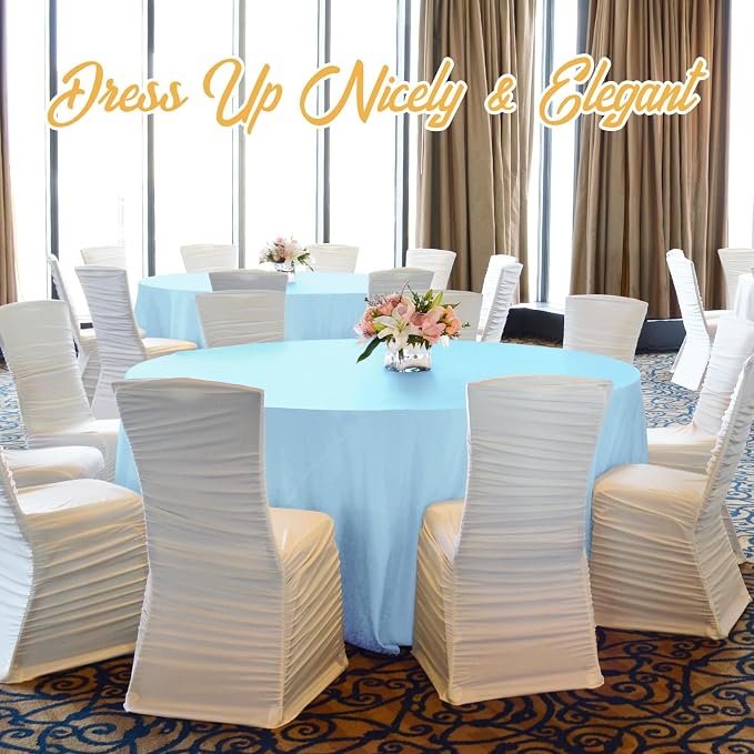 BRILLMAX 10 Pack Light Blue Round Tablecloths 90 Inch for 60" Tables | 150 GSM Polyester Fabric, 15" Standard Drop, Water, Stain & Wrinkle Resistant Cloth Cover for Wedding Reception Banquet Party - Image 8