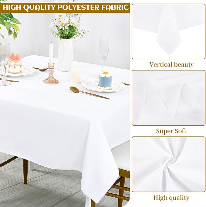 fani 8 Pack White Square Tablecloth 52 x 52 Inch, Polyester Fabric | Table Cloth for Square Tables, Stain Wrinkle Resistant Washable, TableCovers for Wedding Party Banquet Dining Tables - Image 2