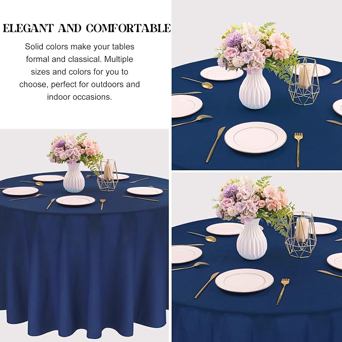 4 Pack Round Tablecloth 70 Inch Polyester Washable Fabric Table Covers for Wedding Dining Table Buffet Parties Banquet Decoration（Navy Blue） - Image 3