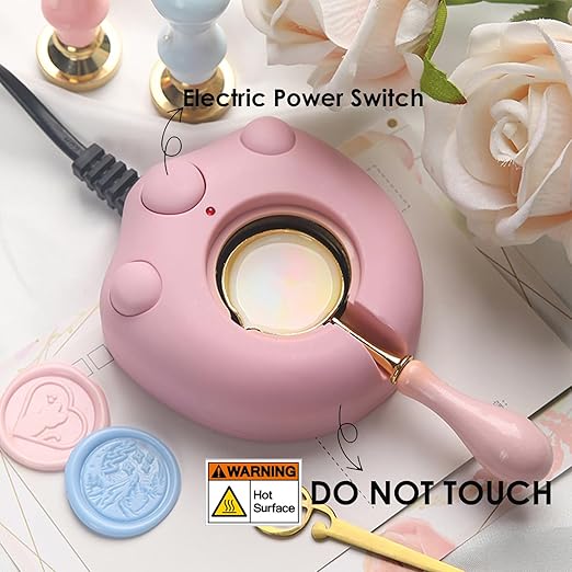 Electric Wax Seal Warmer, Andotopee Wax Sealing Melter with 2pcs Spoons, Tweezers, Stir Pin, Great Melting Furnace Kit Fast Melting WaxSeal Bedas for Envelope Stamp Seals Craft, Pink