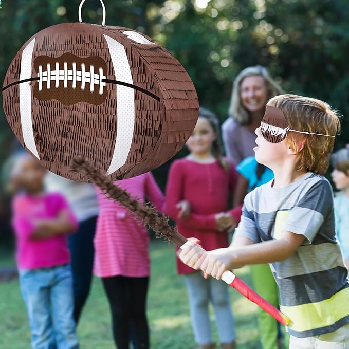 Hooqict Football Pinata with Bat Stick & Hanging Loop for Boys Football Birthday Party Decorations Game Day Tailgate Party Supplies Kids Sports Ball Pinata