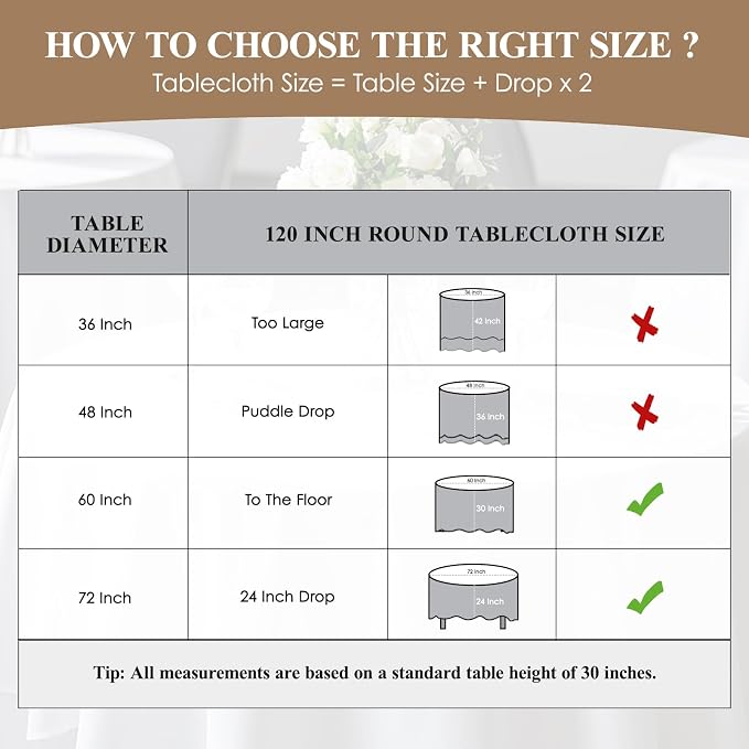 8 Pack White Round Tablecloths 120 Inch for Dining Tables | Washable Decorative Linen Polyester Table Cover for Banquets Buffets Parties and Weddings - Image 2
